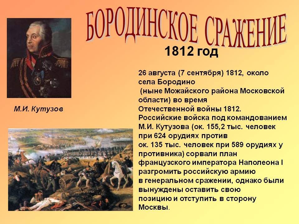 Презентация 1812 год 4 класс